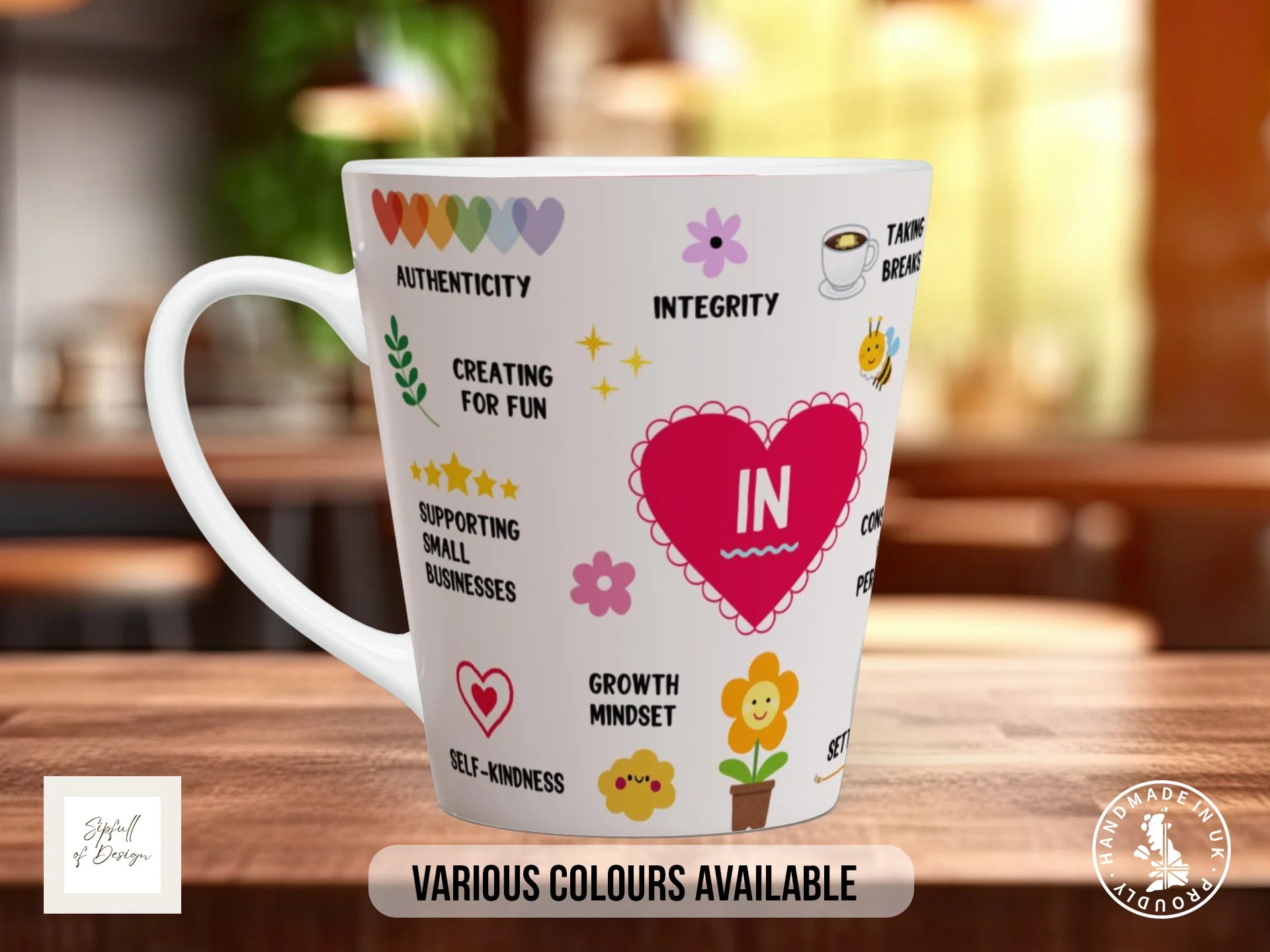 In and Out Motivational Mug | Illustrated Values Gift Mug 12oz Latte
