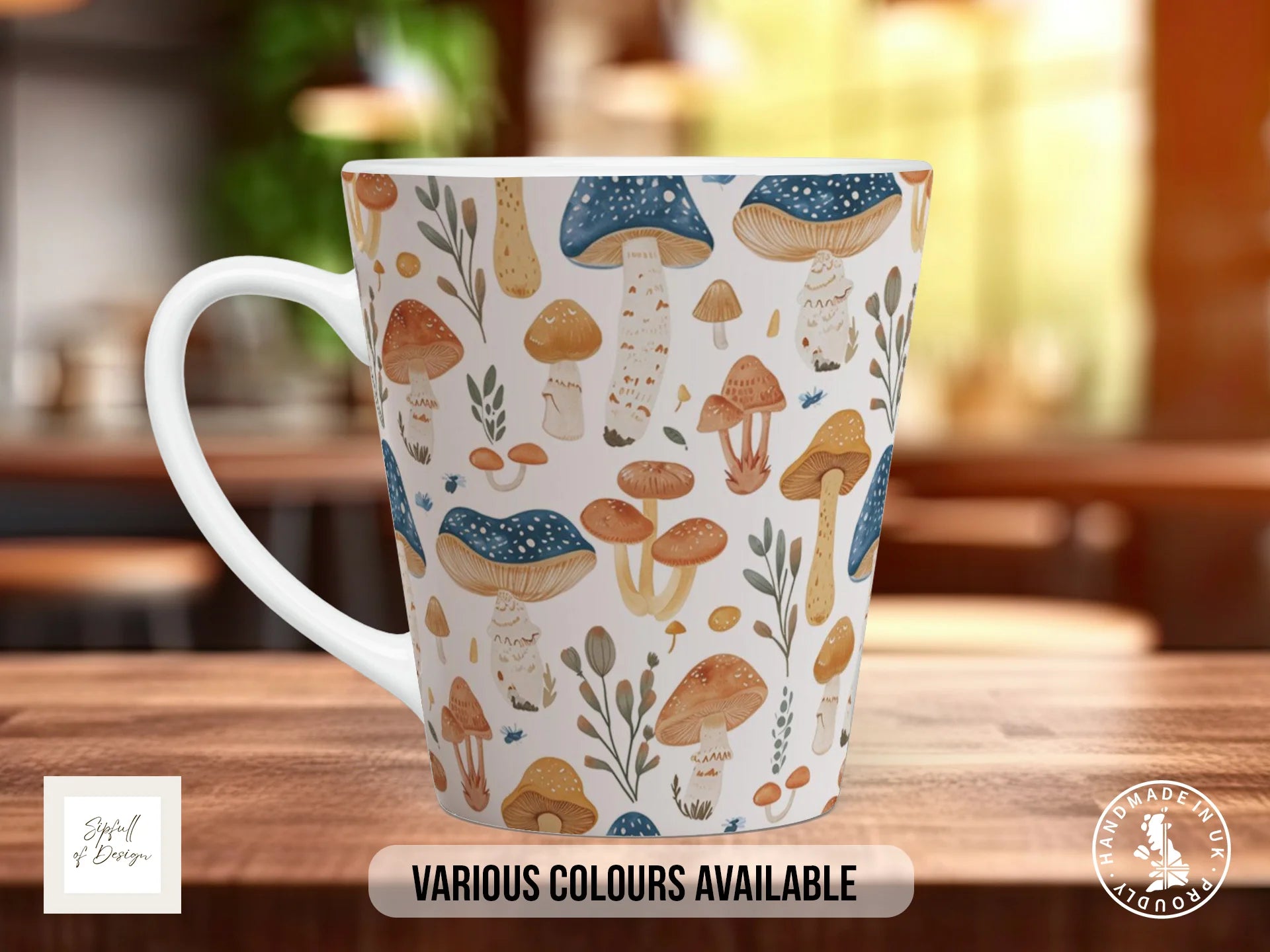 Mushroom Garden Full Wrap Mug – Design 1 | Scandinavian Nature Study | Nature Art Mug 12oz Latte
