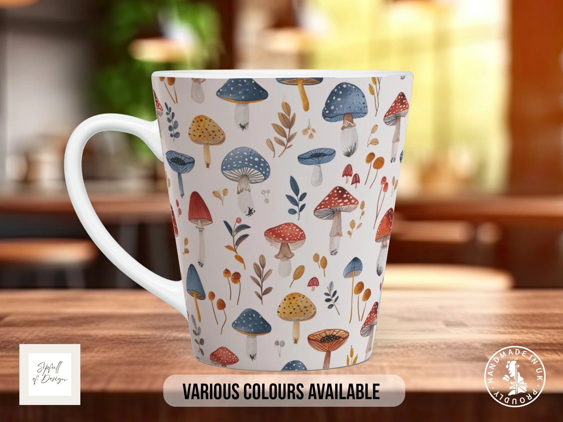 Mushroom Garden Full Wrap Mug – Design 8 | Complete Field Guide Mug | Nature Art Mug 12oz Latte