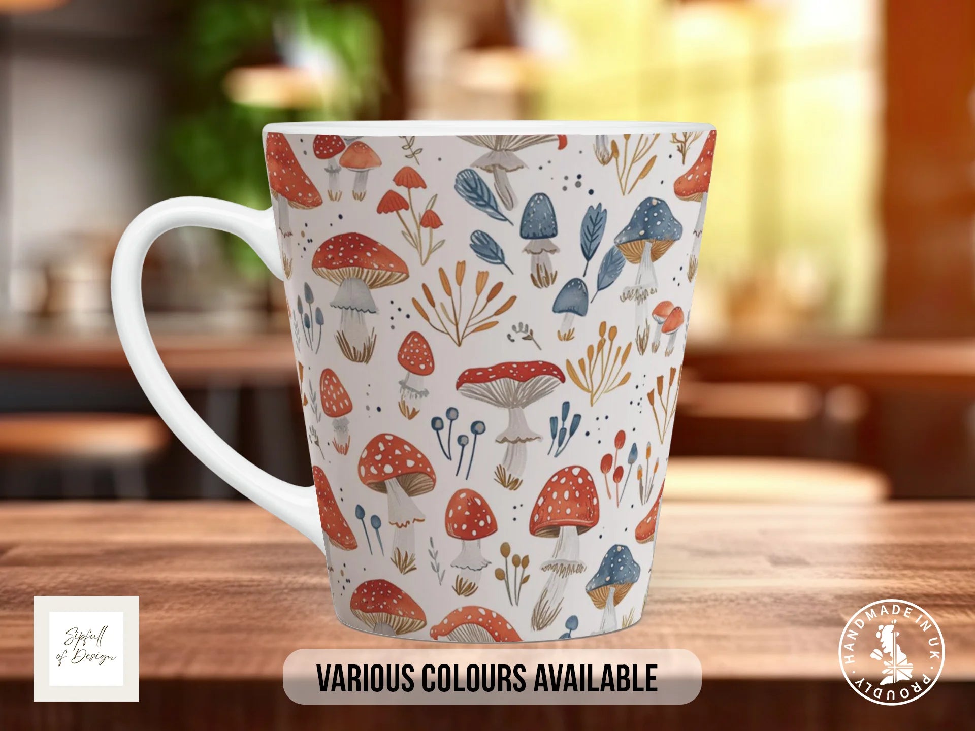 Mushroom Garden Full Wrap Mug – Design 15 | Botanical Specimen Collection | Nature Art Mug 12oz Latte