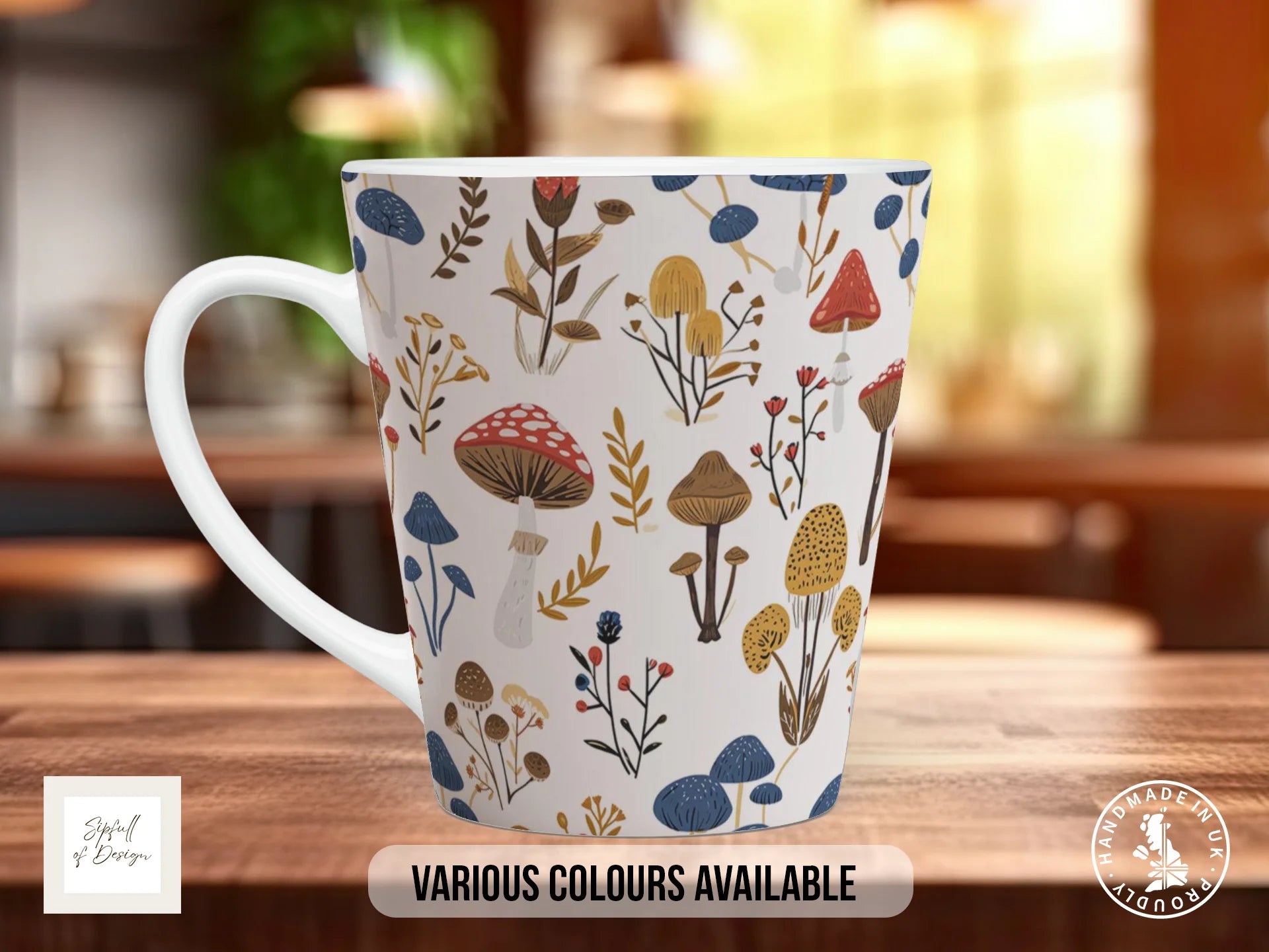 Mushroom Garden Full Wrap Mug – Design 4 | Herbarium Botanical Study | Nature Art Mug 12oz Latte