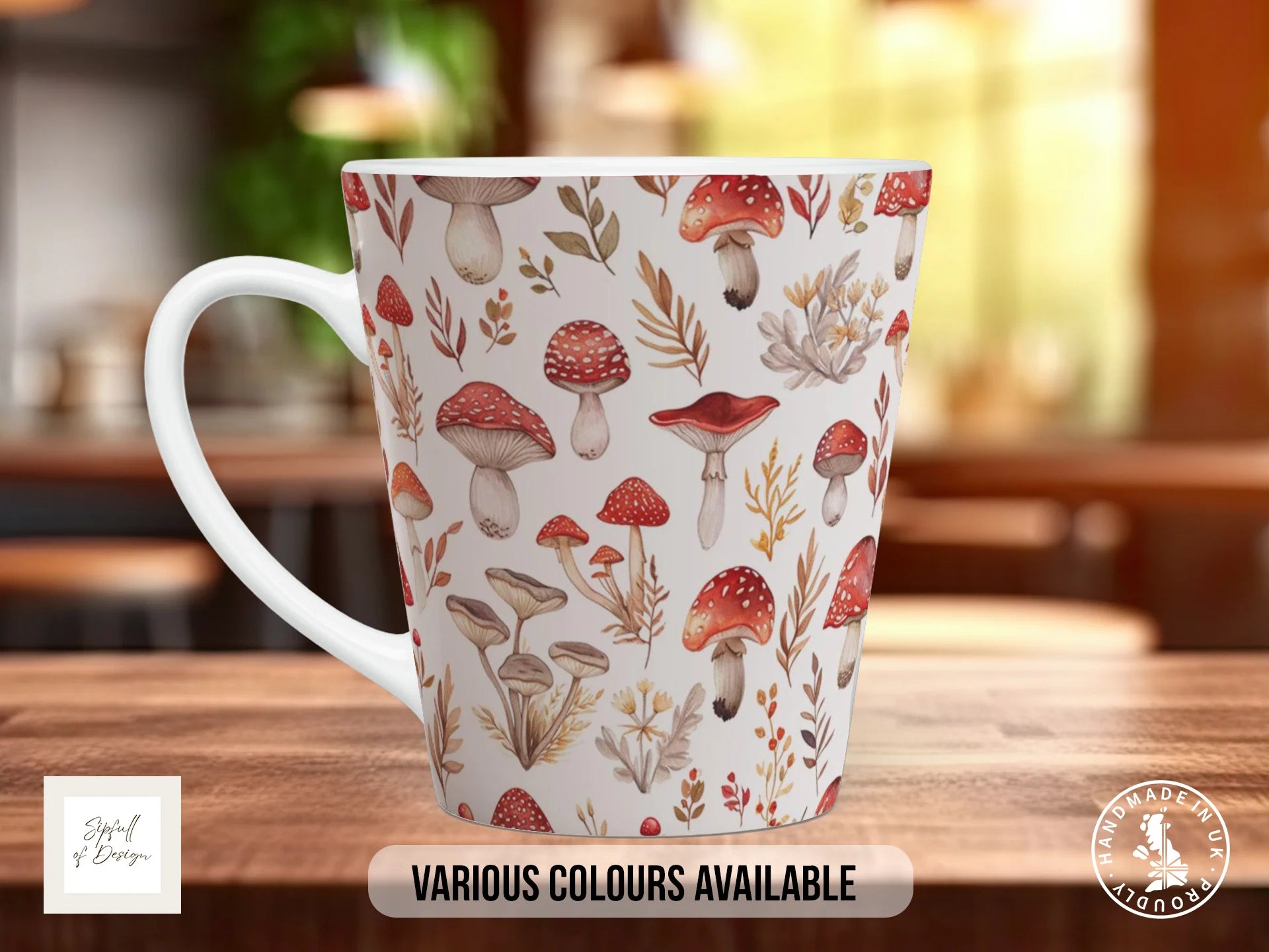 Mushroom Garden Full Wrap Mug – Design 10 | Botanically Diverse Woodland | Nature Art Mug 12oz Latte