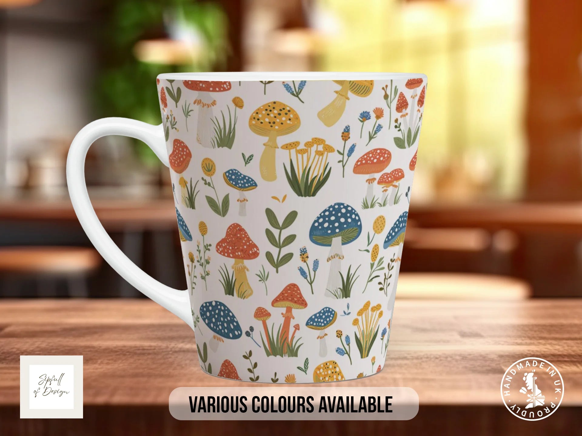Mushroom Garden Full Wrap Mug – Design 12 | Enchanted Fairy Meadow | Nature Art Mug 12oz Latte