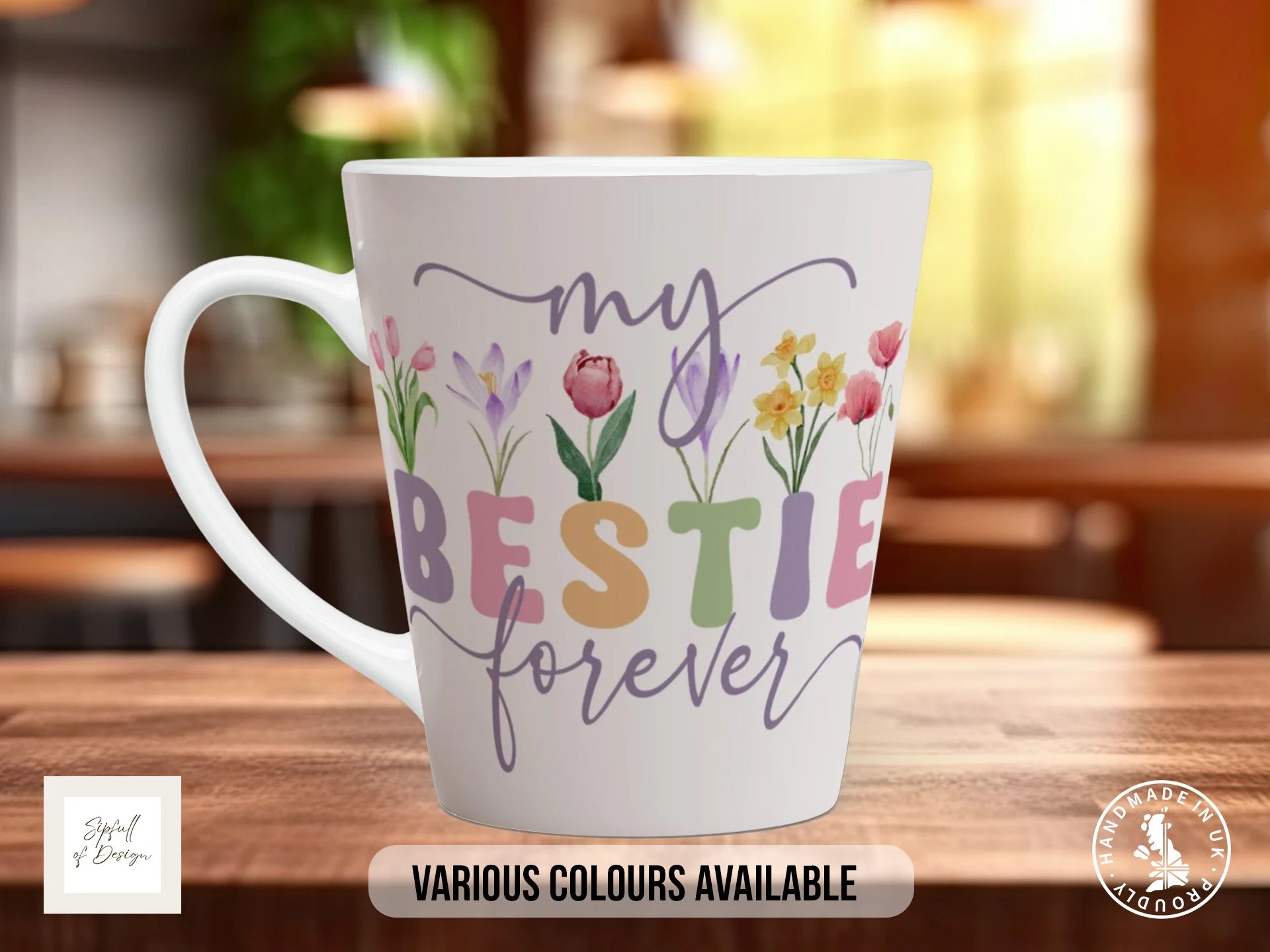 My Bestie Forever Mug | Floral Best Friend Gift 12oz Latte