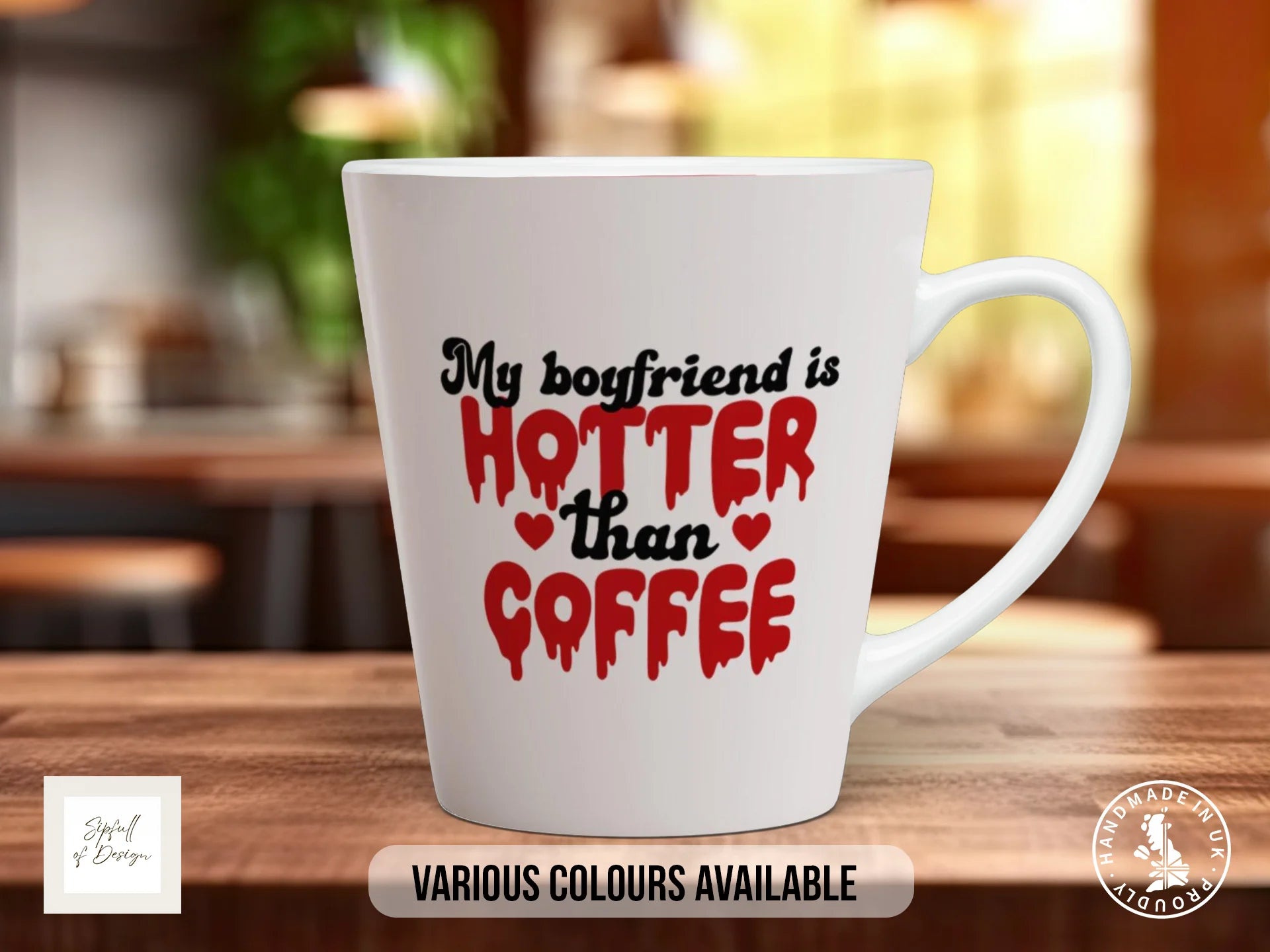 My Boyfriend Is Hotter Than Coffee Mug | Funny Valentine's Gift for Girlfriends 12oz Latte