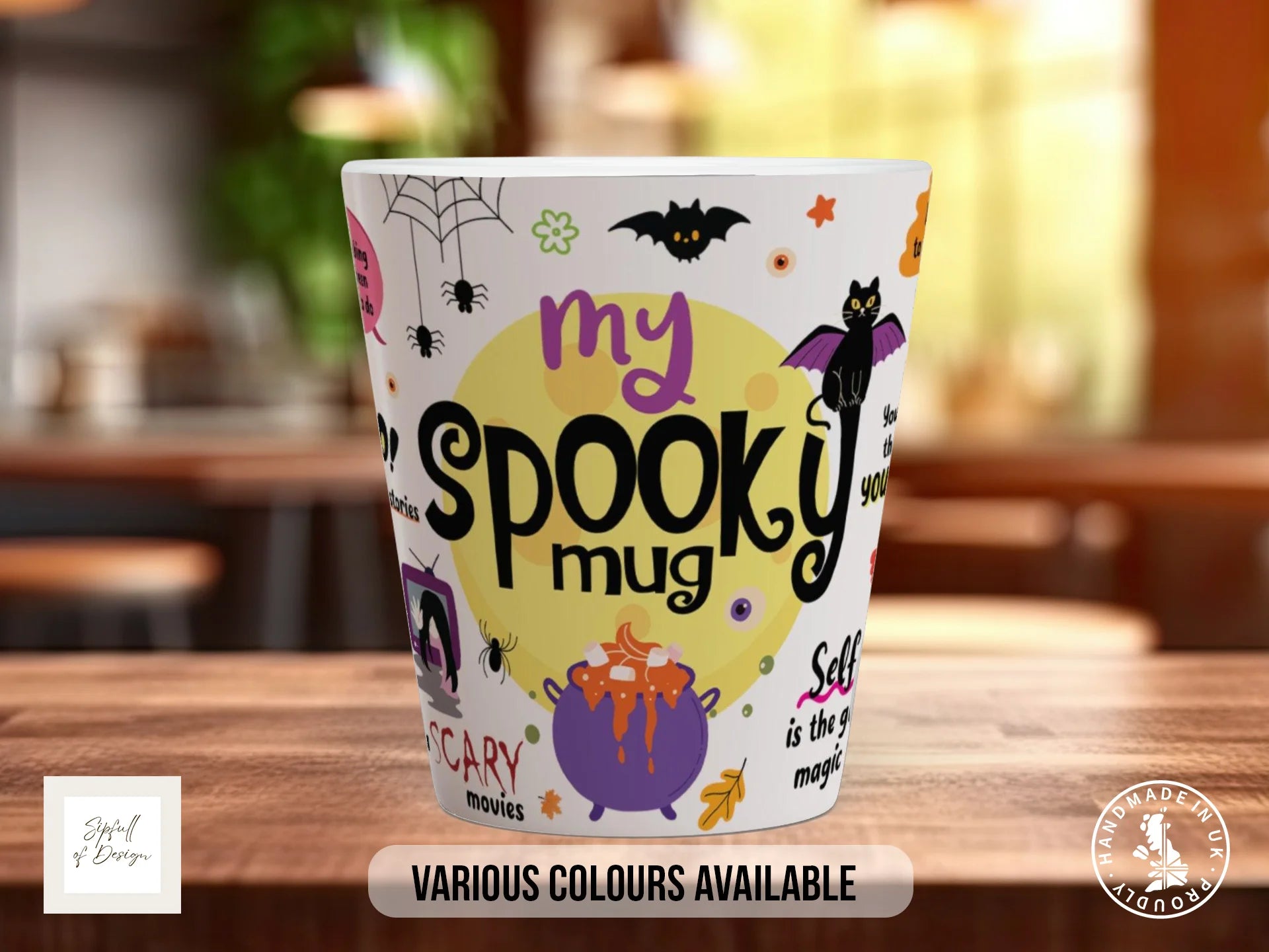 My Spooky Mug | Halloween Gift with Cauldron & Black Cat 12oz Latte