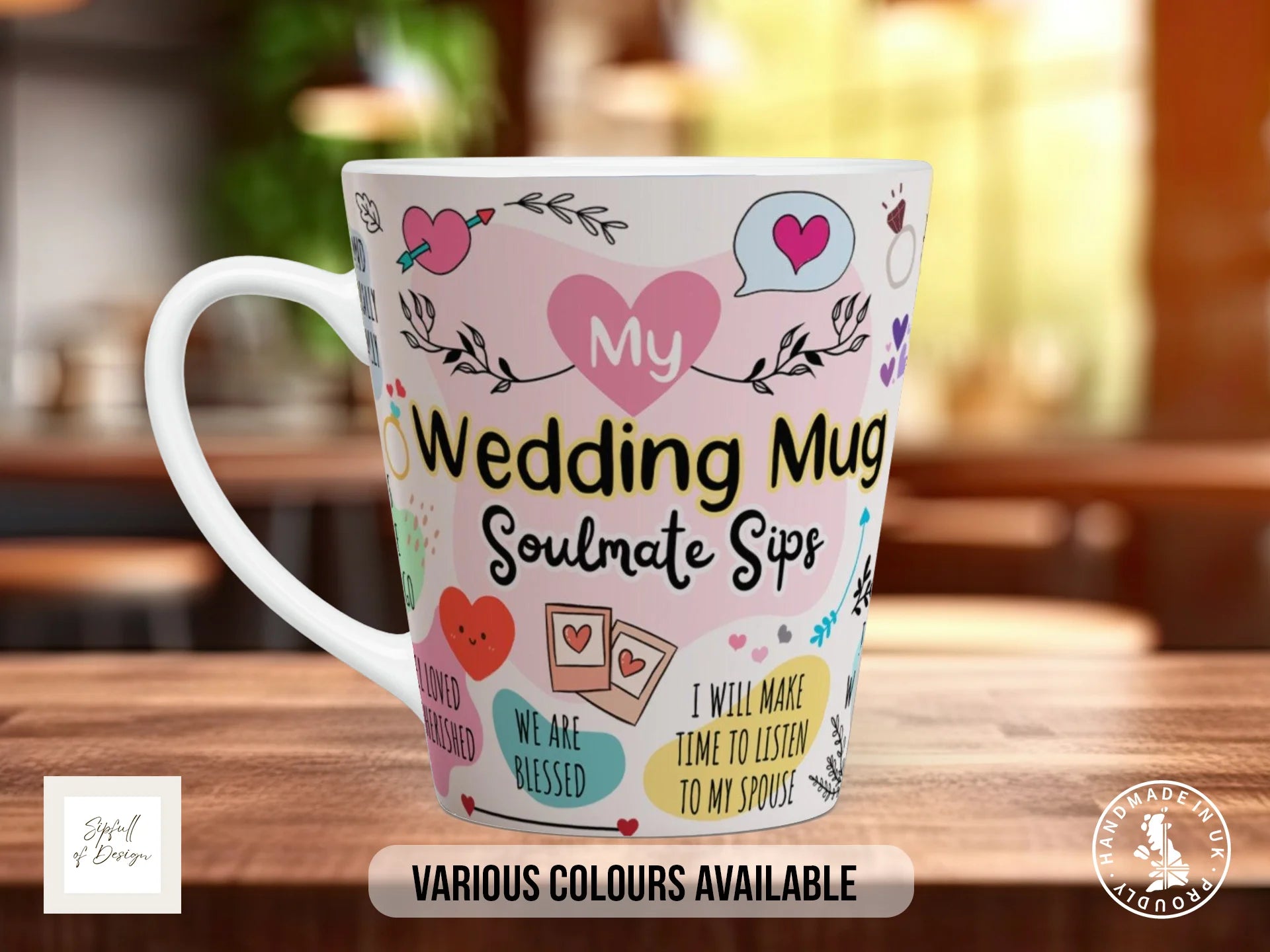My Wedding Mug | Soulmate Sips Doodle Wedding Gift 12oz Latte