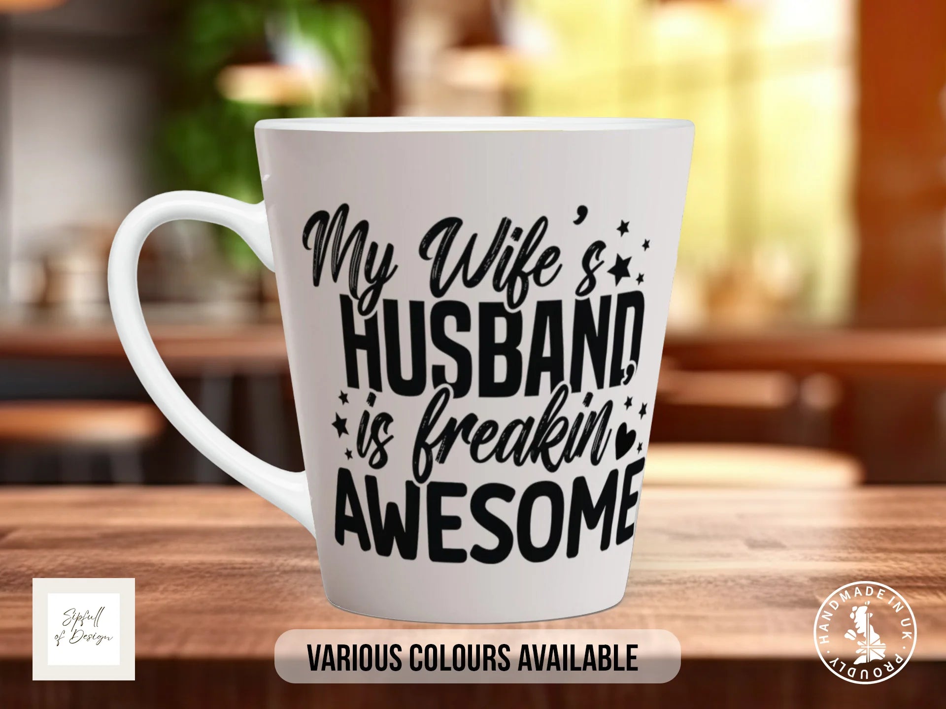 My Wife's Husband Is Freakin' Awesome Mug | Funny Gift for Him 12oz Latte