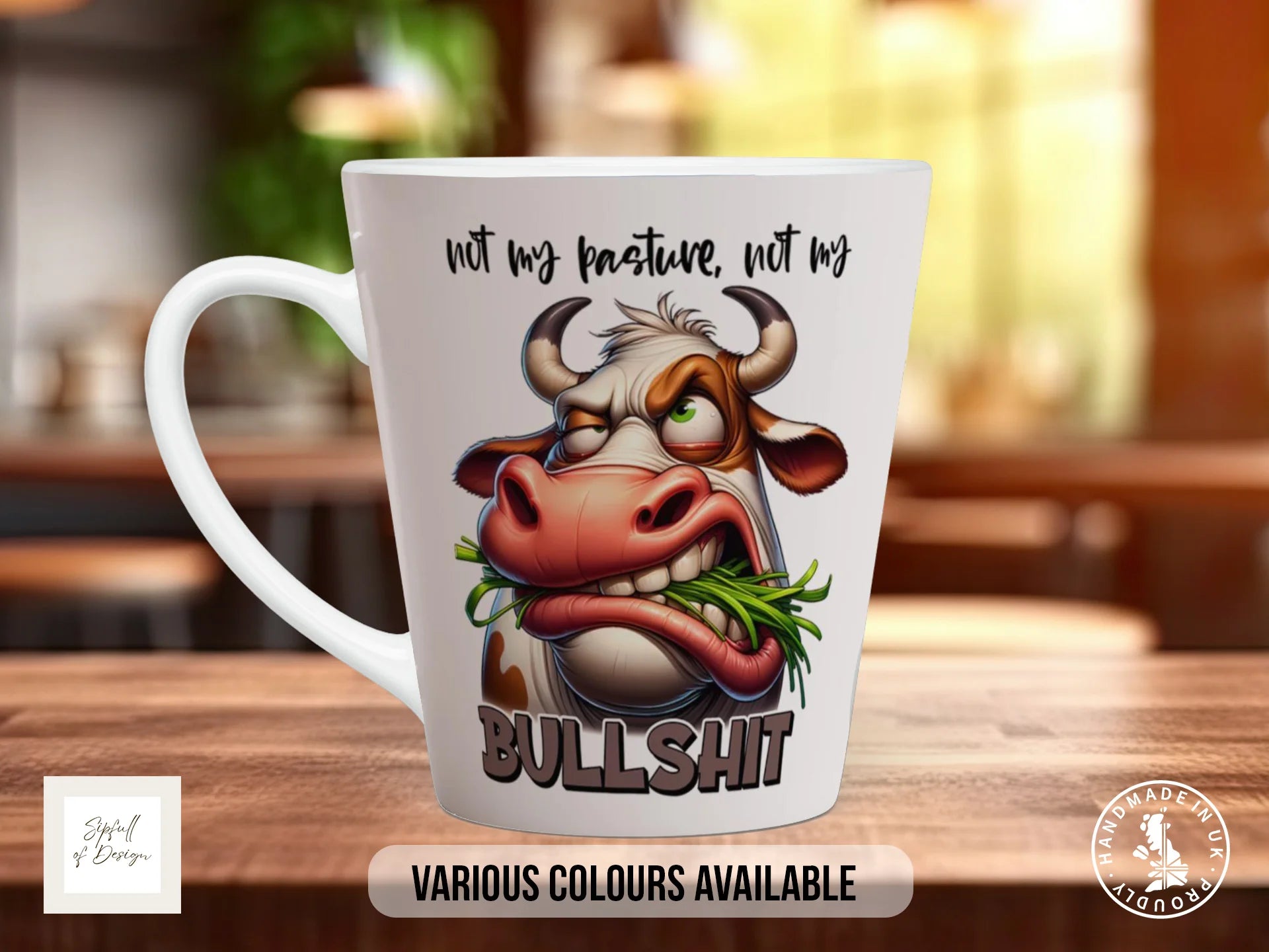 Not My Pasture Not My Bullsh*t Cow Mug | Funny Sarcastic Gift 12oz Latte