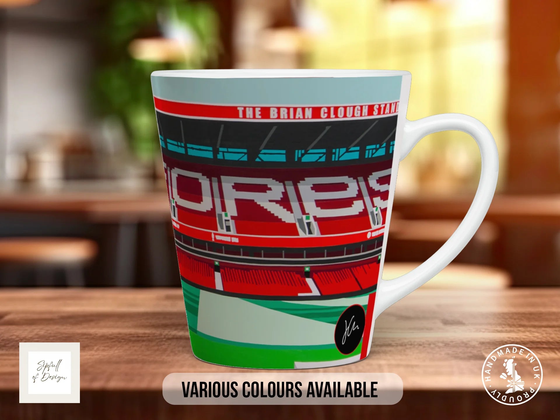 Nottingham Forest City Ground Mug | Joel Clark Signature Art 12oz Latte