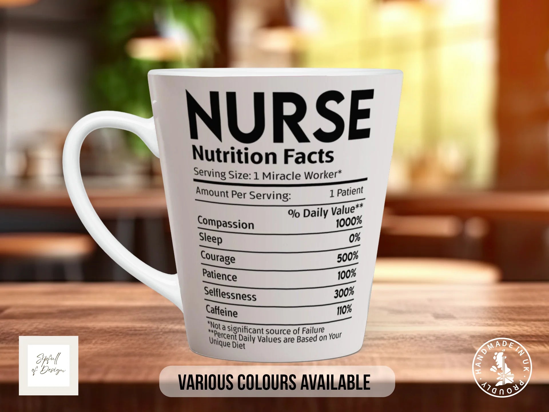 Nurse Nutrition Facts Mug | Funny Nurse Gift 12oz Latte