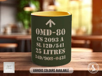 OMD-80 Military Oil Mug | Vintage Army Green Ceramic Cup | Handmade Retro Gift