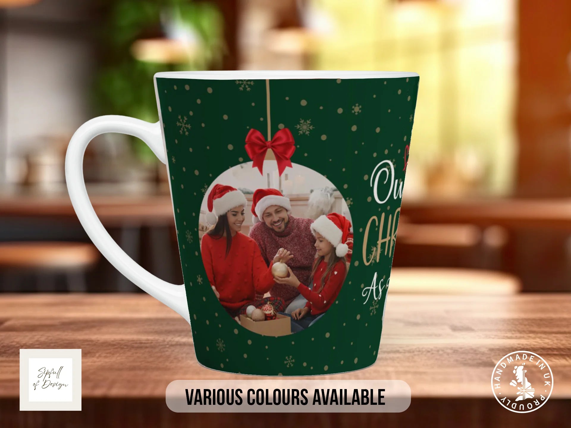 Our First Christmas as a Family Personalised Photo Mug 12oz Latte