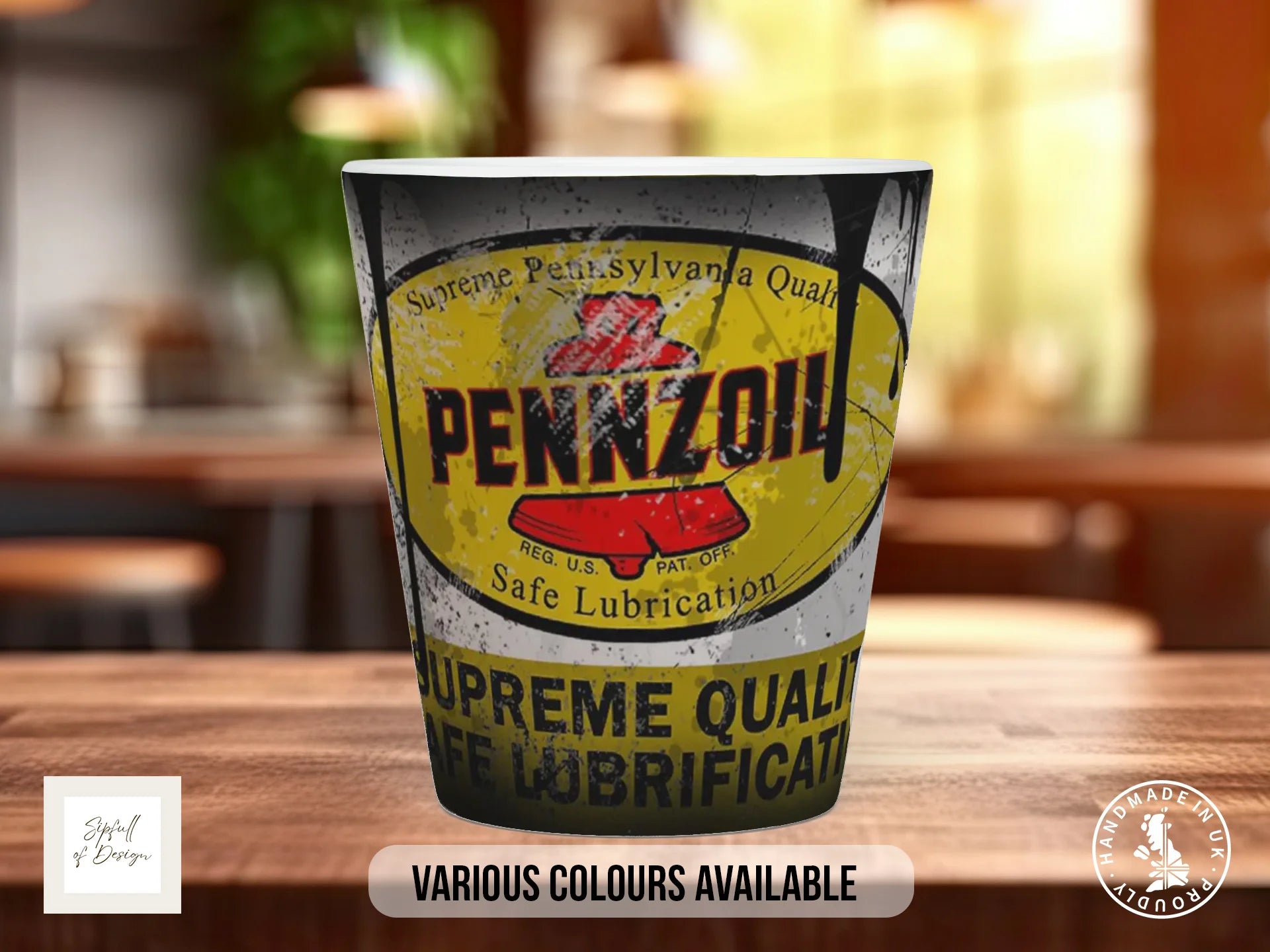 Pennzoil Motor Oil Mug | Vintage Americana Garage Gift 12oz Latte