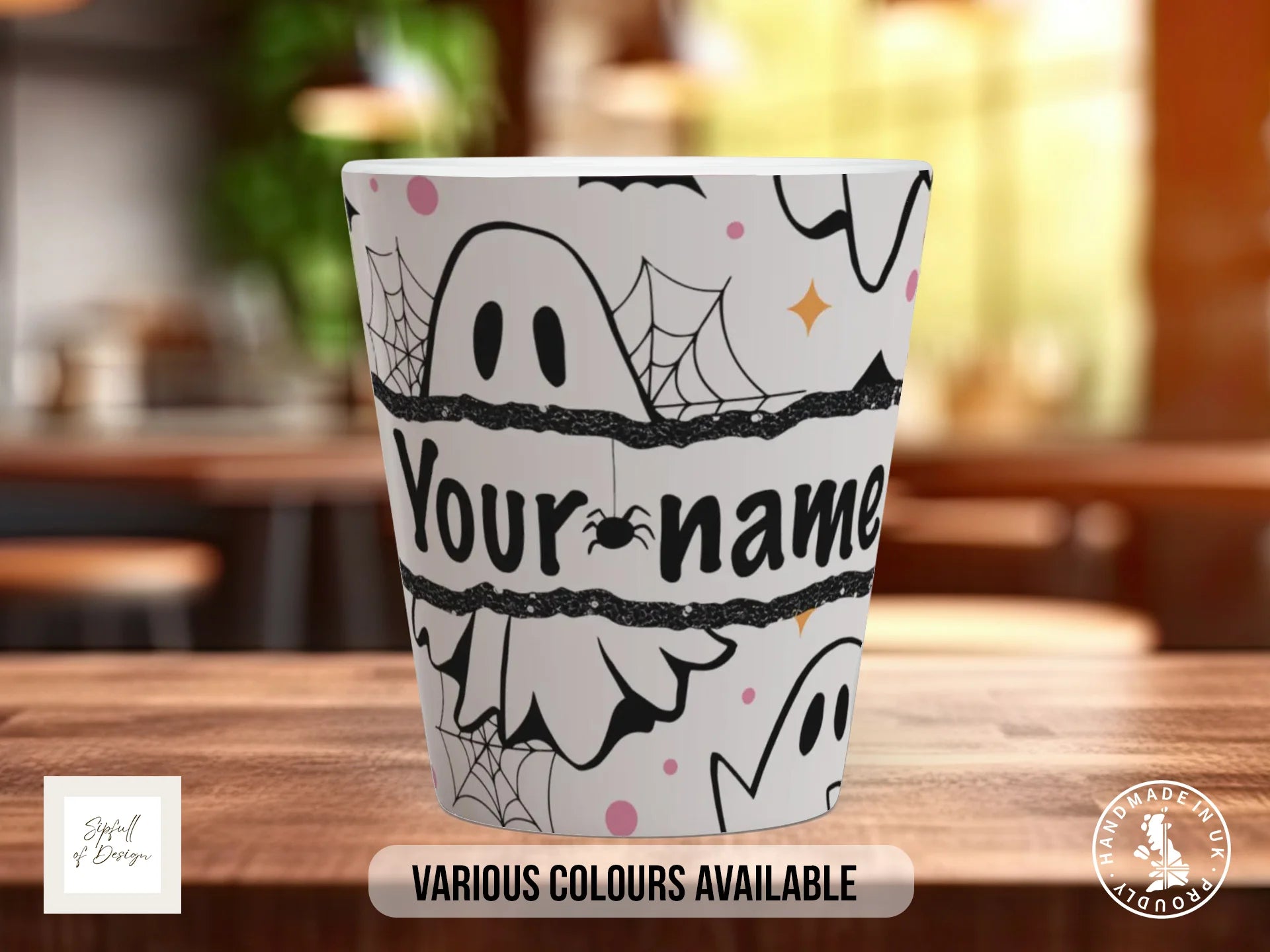 Personalised Ghost Halloween Mug | Spooky Name Gift for Her 12oz Latte