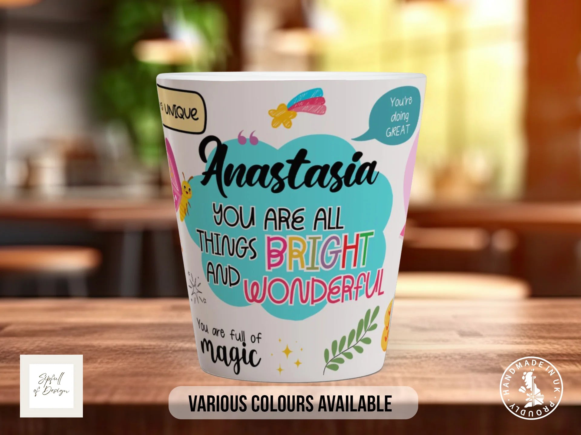 Personalised You Are All Things Bright and Wonderful Mug | Illustrated Gift Mug 12oz Latte