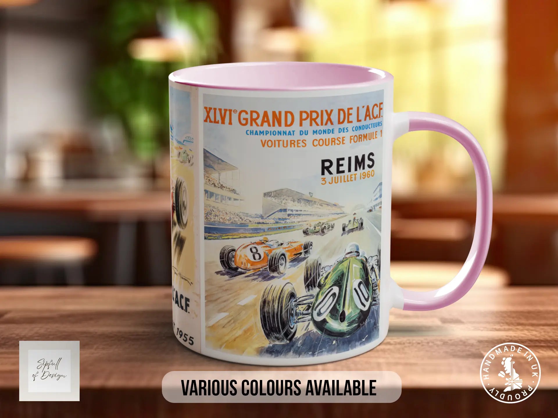 Grand Prix 1950s Mug | Vintage Formula 1 Racing Poster Gift