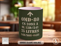 OMD-80 Military Oil Mug | Vintage Army Green Ceramic Cup | Handmade Retro Gift