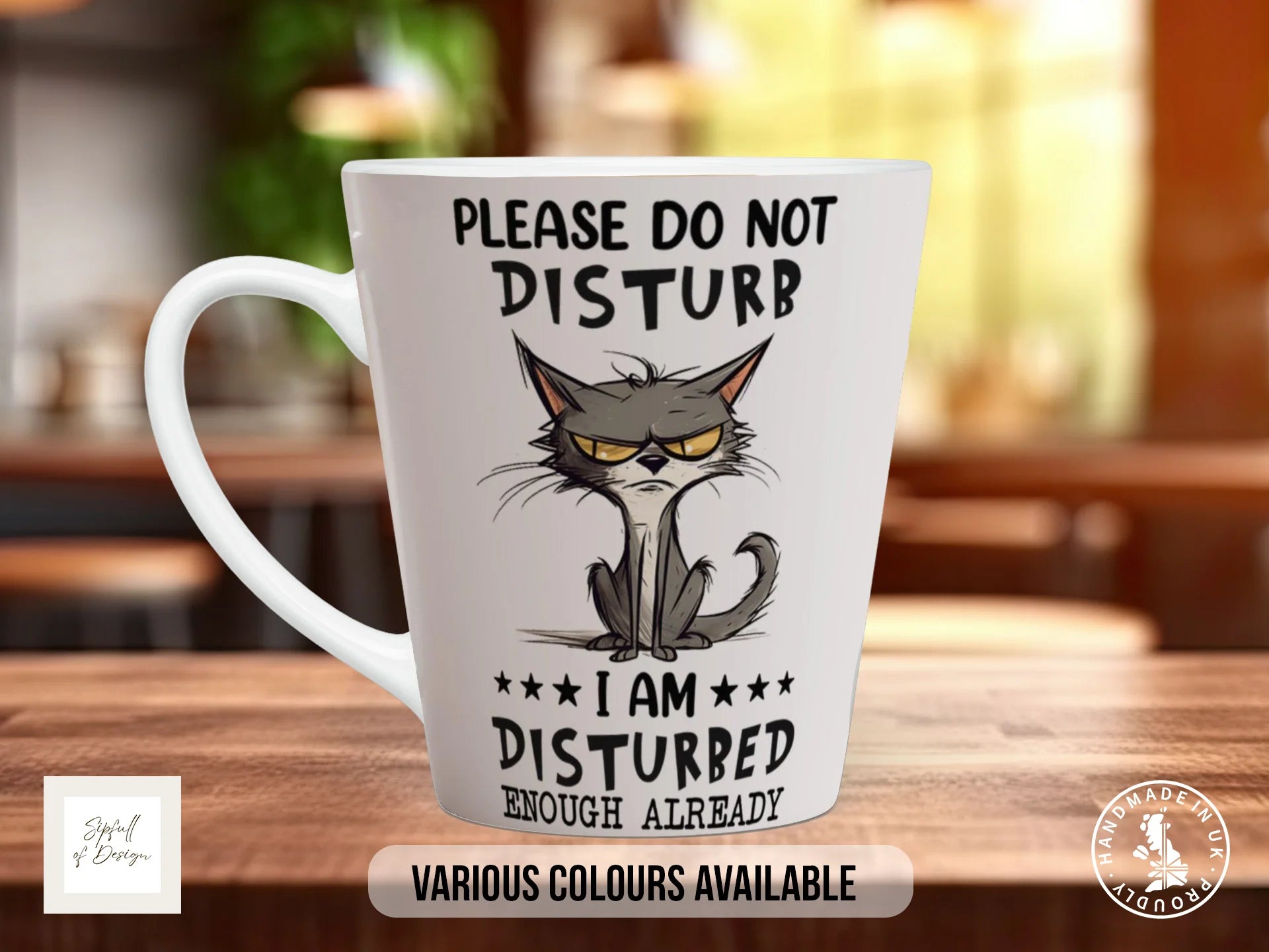 Please Do Not Disturb, I Am Disturbed Enough Already Mug | Funny Cat Gift 12oz Latte