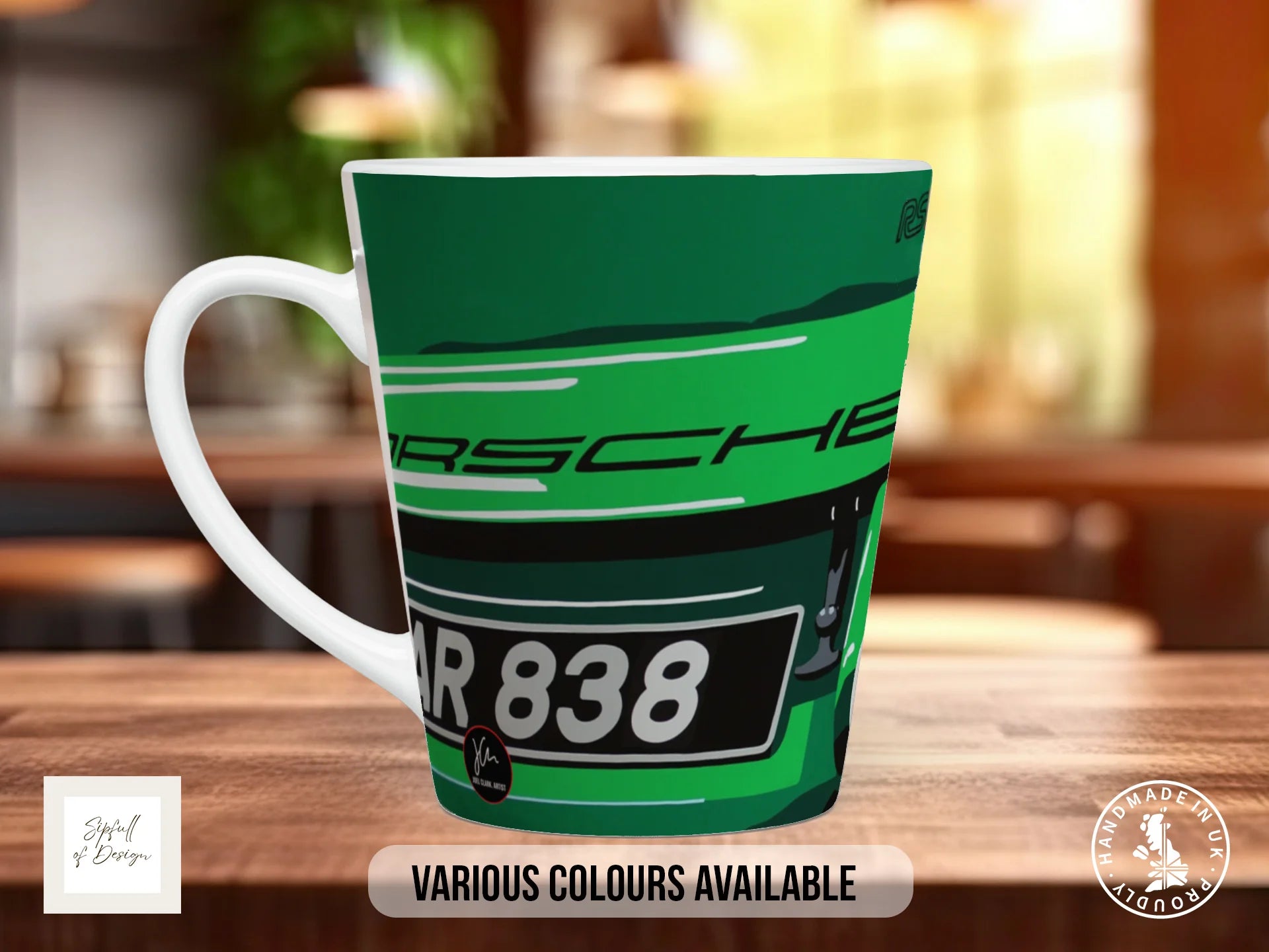 Porsche 911 RSR Mug | Joel Clark Signature Automotive Design 12oz Latte