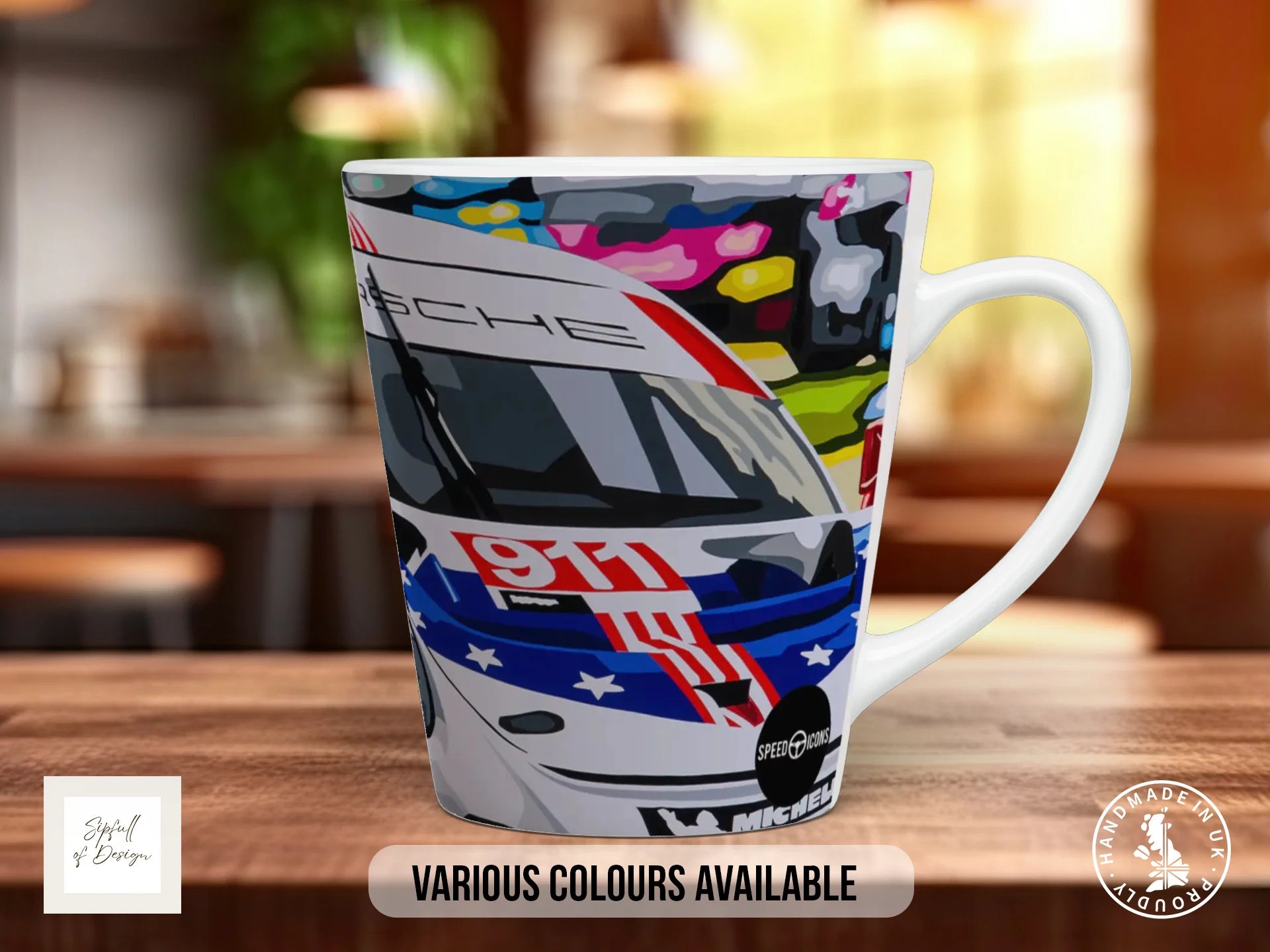 Porsche 911 RSR Sebring Mug | Joel Clark Signature — 70th Anniversary 12oz Latte