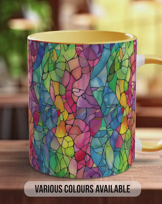 Watercolour Rainbow Stained Glass Pattern Full Wrap Coloured Art Mug - Design 4