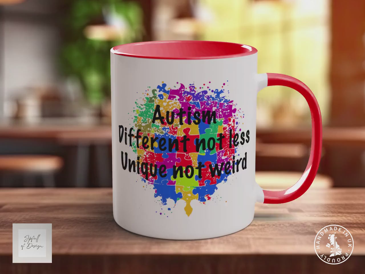Autism Different Not Less Unique Not Weird Coloured Mug ASD Support