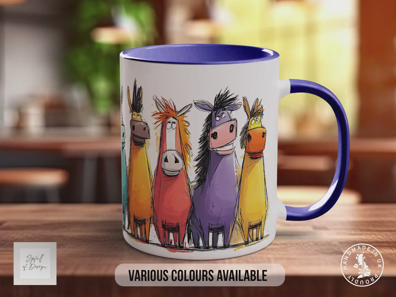 Funny Horse Mug | Colourful Horses, Quirky Gift