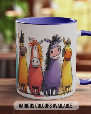 Funny Horse Mug | Colourful Horses, Quirky Gift