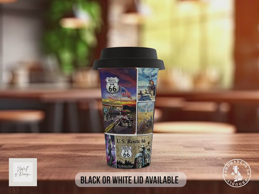 Motorcycle Route 66 Travel Mug – Retro Biker Legends Insulated Cup