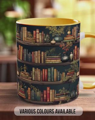 Book Shelf Pattern Full Wrap Coloured Art Mug - Design 8