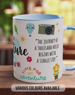 Let the Adventure Begin Mug – Travel Quote Coffee Cup Gift
