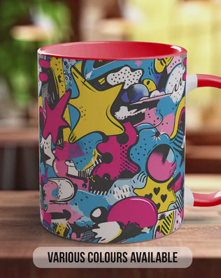 Abstract Comic Pop Pattern Full Wrap Coloured Art Mug - Design 10