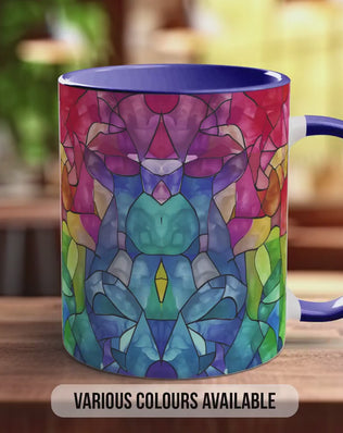 Watercolour Rainbow Stained Glass Pattern Full Wrap Coloured Art Mug - Design 8