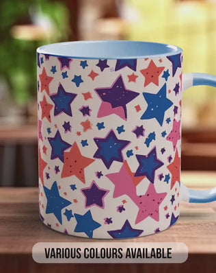 Colourful Stars Pattern Full Wrap Coloured Art Mug - Design 11