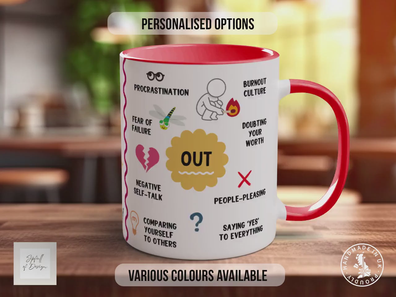 Motivational In And Out Inspirational Quote Mug, Motivational Coloured Mug, Uplifting Mug of Positivity, Inspirational Gift Idea