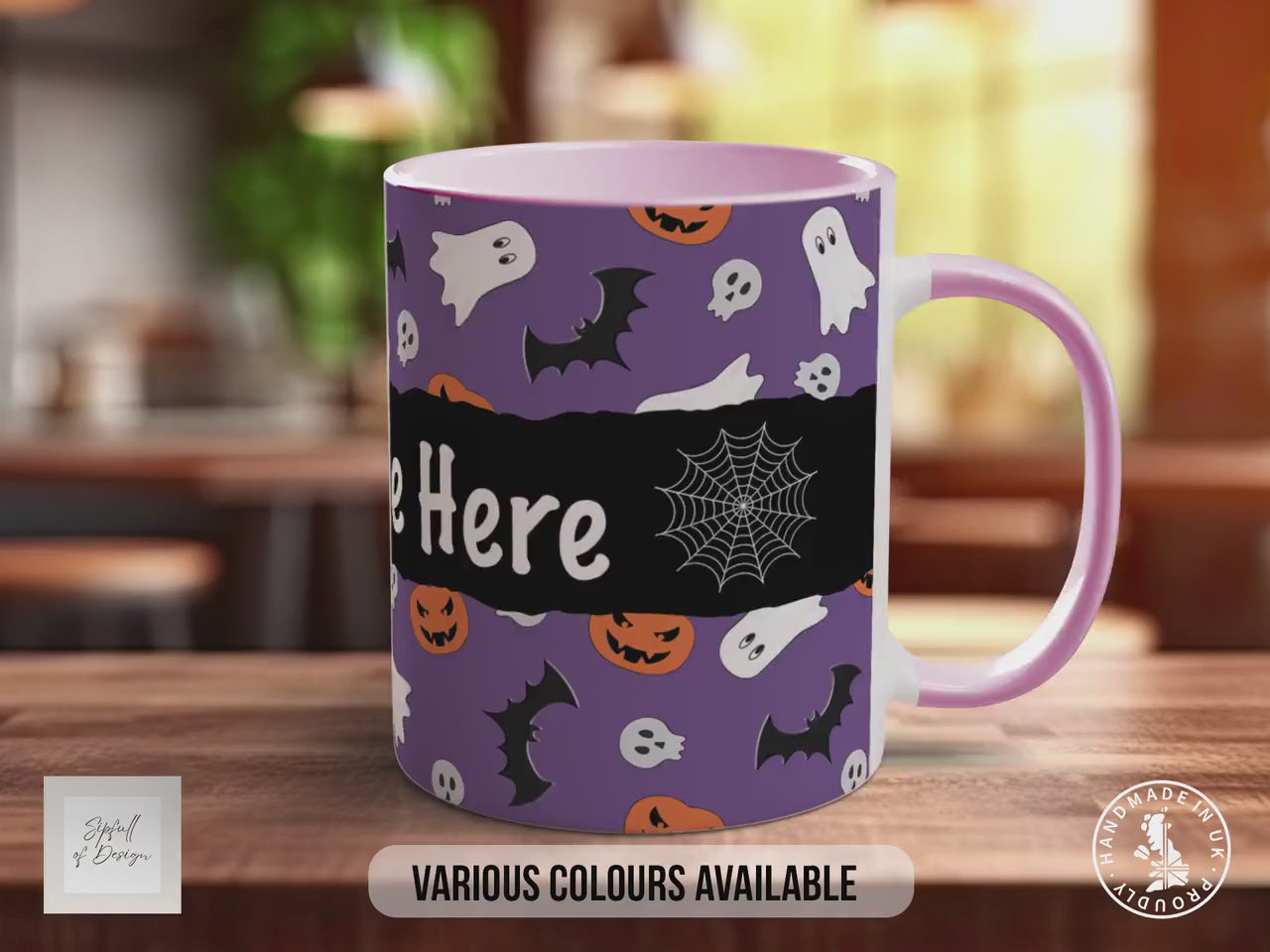 Personalised Halloween Mug – Custom Name Ghost & Pumpkin Coffee Cup