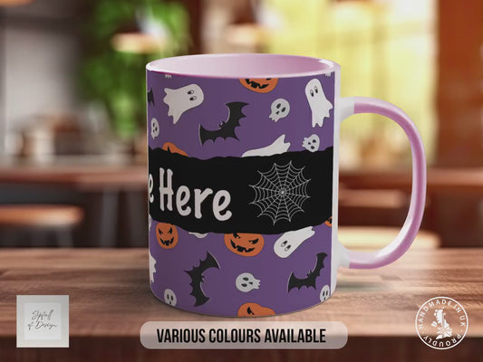 Personalised Halloween Mug – Custom Name Ghost & Pumpkin Coffee Cup