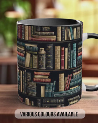 Book Shelf Pattern Full Wrap Coloured Art Mug - Design 1
