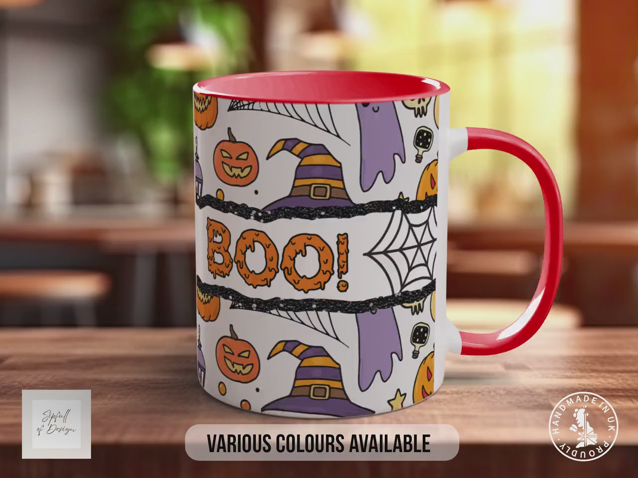 BOO! Halloween Mug – Pumpkin & Ghost Coffee Cup – Spooky Autumn Gift