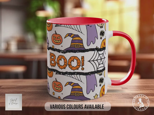 BOO! Halloween Mug – Pumpkin & Ghost Coffee Cup – Spooky Autumn Gift