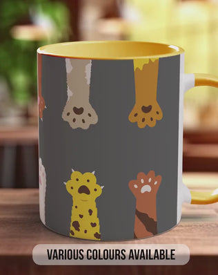 Cute Fluffy Multicoloured Cat Paws Mug