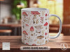 Mushroom Garden Pattern Full Wrap Coloured Art Mug - Design 13