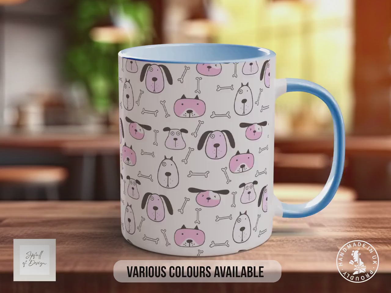 Pink Dog Pattern Mug | Dog Lover Gift | Playful Puppy Design | Handmade UK