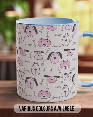 Pink Dog Pattern Mug | Dog Lover Gift | Playful Puppy Design | Handmade UK