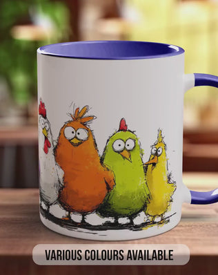 Funny Chicken Mug | Colourful Hens | Farmyard Comedy | Gift for Chicken Lovers