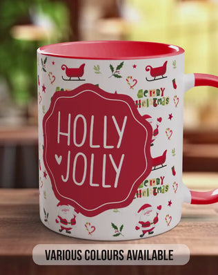 Holly Jolly Christmas Mug – Festive Santa & Sleigh Design | Cute Christmas Gift | Handmade in Sussex UK