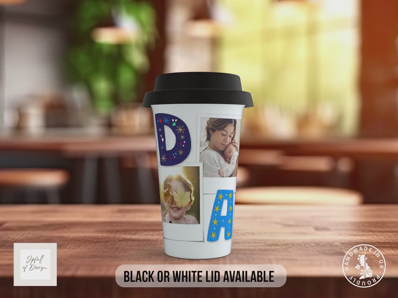 Personalised Daddy Photo Travel Mug – Custom Father’s Day Gift, Insulated Mug with Photos, Colourful Dad Travel Mug