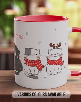 Christmas Cat Mug | Festive Coffee Cup – Colourful Cat Mug, Dishwasher Safe & Durable