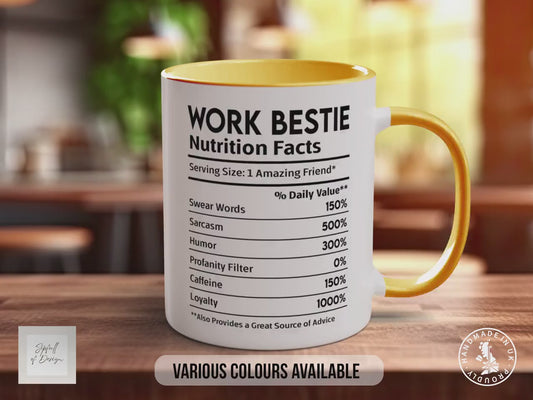 Work Bestie Nutrition Facts Mug | Funny Colleague Gift